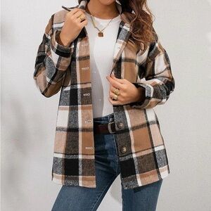 Brushed Flannel Plaid Jacket Size S